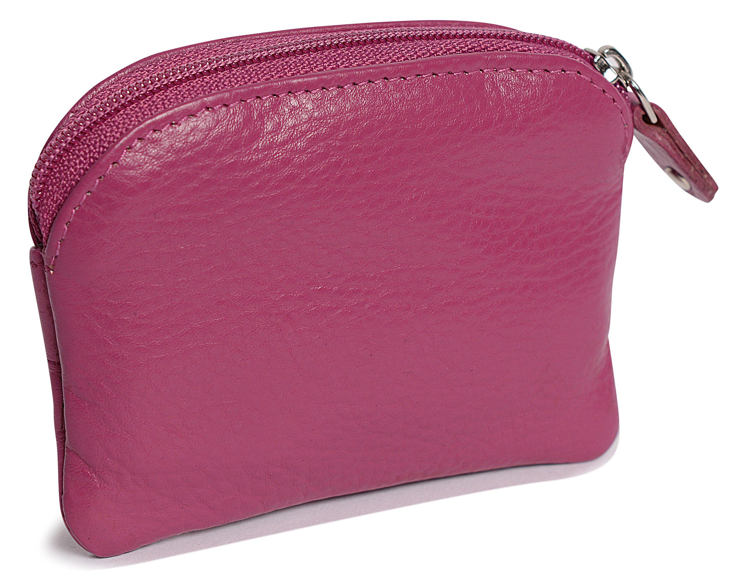 Compact Leather Zip-Top Coin Purse "Molly" – Handmade by Saddler | RFID Protected & Gift Boxed | With Front Pocket & Interior Key Ring