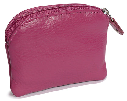 Compact Leather Zip-Top Coin Purse "Molly" – Handmade by Saddler | RFID Protected & Gift Boxed | With Front Pocket & Interior Key Ring