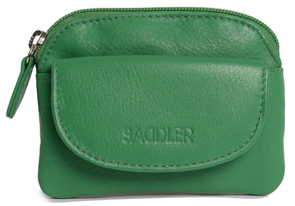 Compact Leather Zip-Top Coin Purse "Molly" – Handmade by Saddler | RFID Protected & Gift Boxed | With Front Pocket & Interior Key Ring