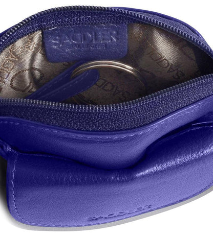 Compact Leather Zip-Top Coin Purse "Molly" – Handmade by Saddler | RFID Protected & Gift Boxed | With Front Pocket & Interior Key Ring
