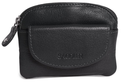 Compact Leather Zip-Top Coin Purse "Molly" – Handmade by Saddler | RFID Protected & Gift Boxed | With Front Pocket & Interior Key Ring