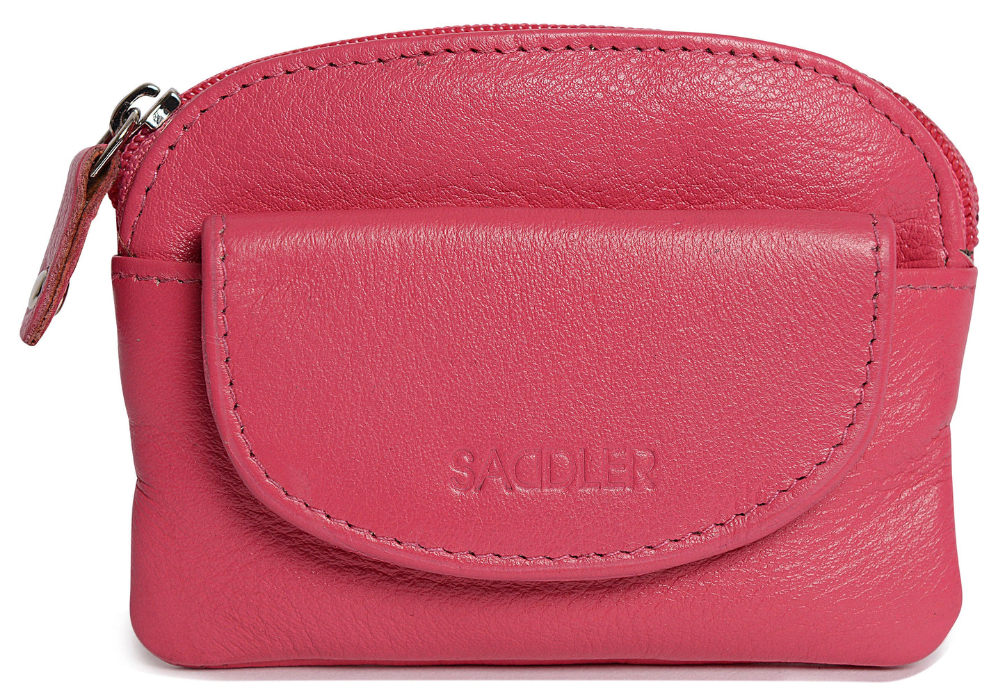 Compact Leather Zip-Top Coin Purse "Molly" – Handmade by Saddler | RFID Protected & Gift Boxed | With Front Pocket & Interior Key Ring