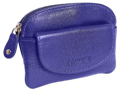 Compact Leather Zip-Top Coin Purse "Molly" – Handmade by Saddler | RFID Protected & Gift Boxed | With Front Pocket & Interior Key Ring