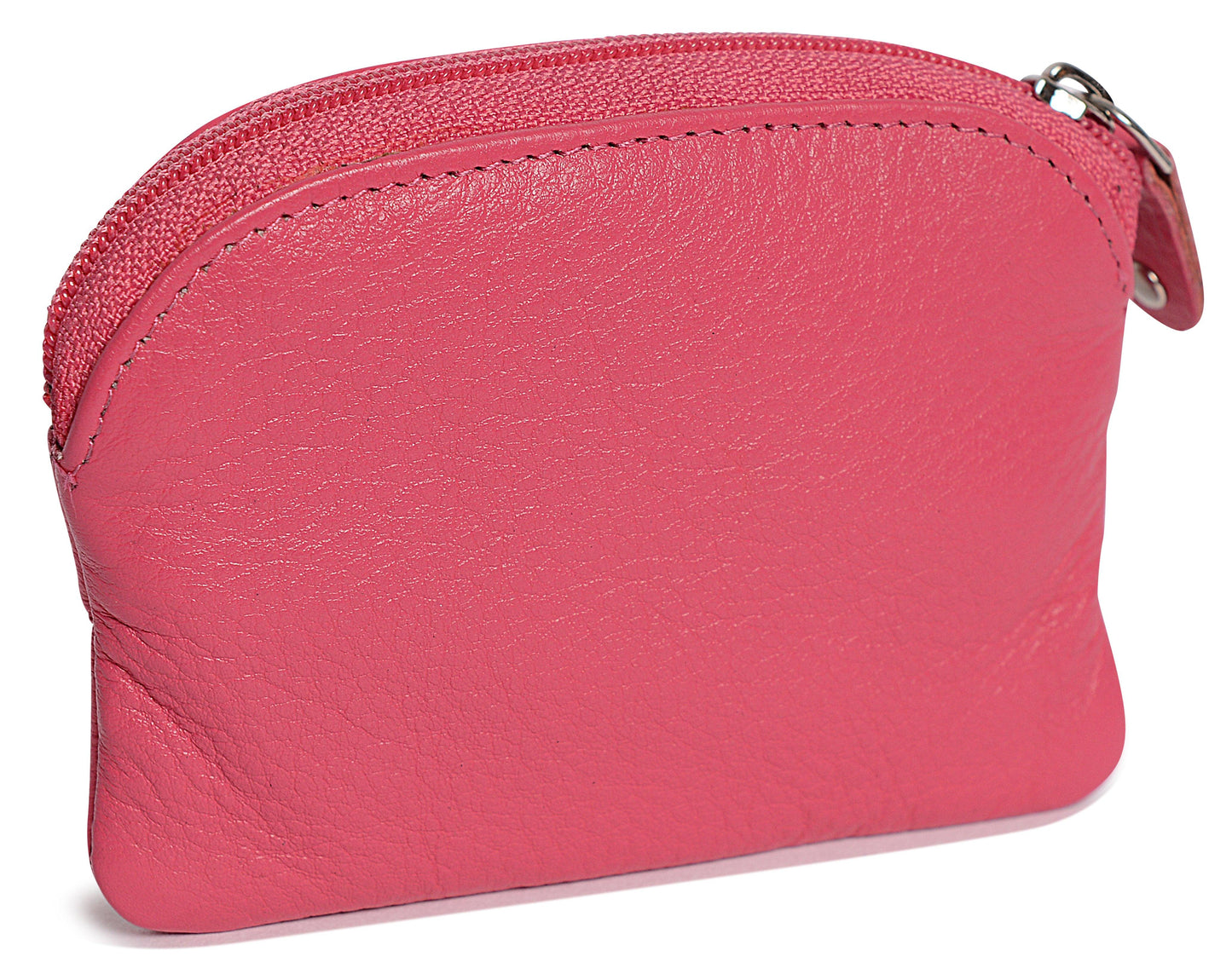 Compact Leather Zip-Top Coin Purse "Molly" – Handmade by Saddler | RFID Protected & Gift Boxed | With Front Pocket & Interior Key Ring