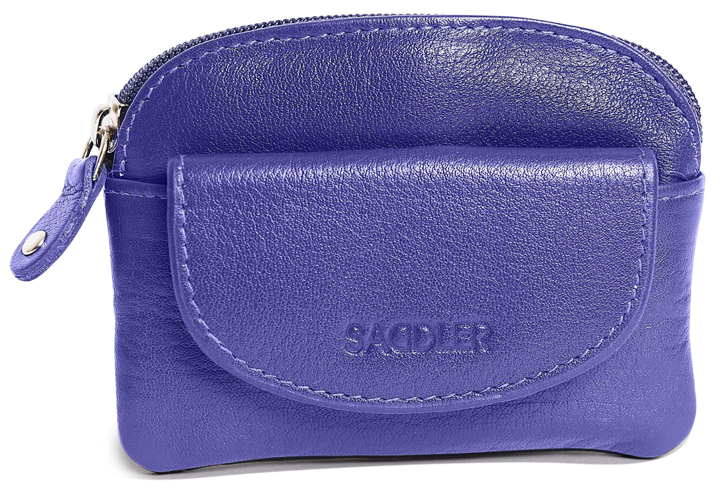 Compact Leather Zip-Top Coin Purse "Molly" – Handmade by Saddler | RFID Protected & Gift Boxed | With Front Pocket & Interior Key Ring