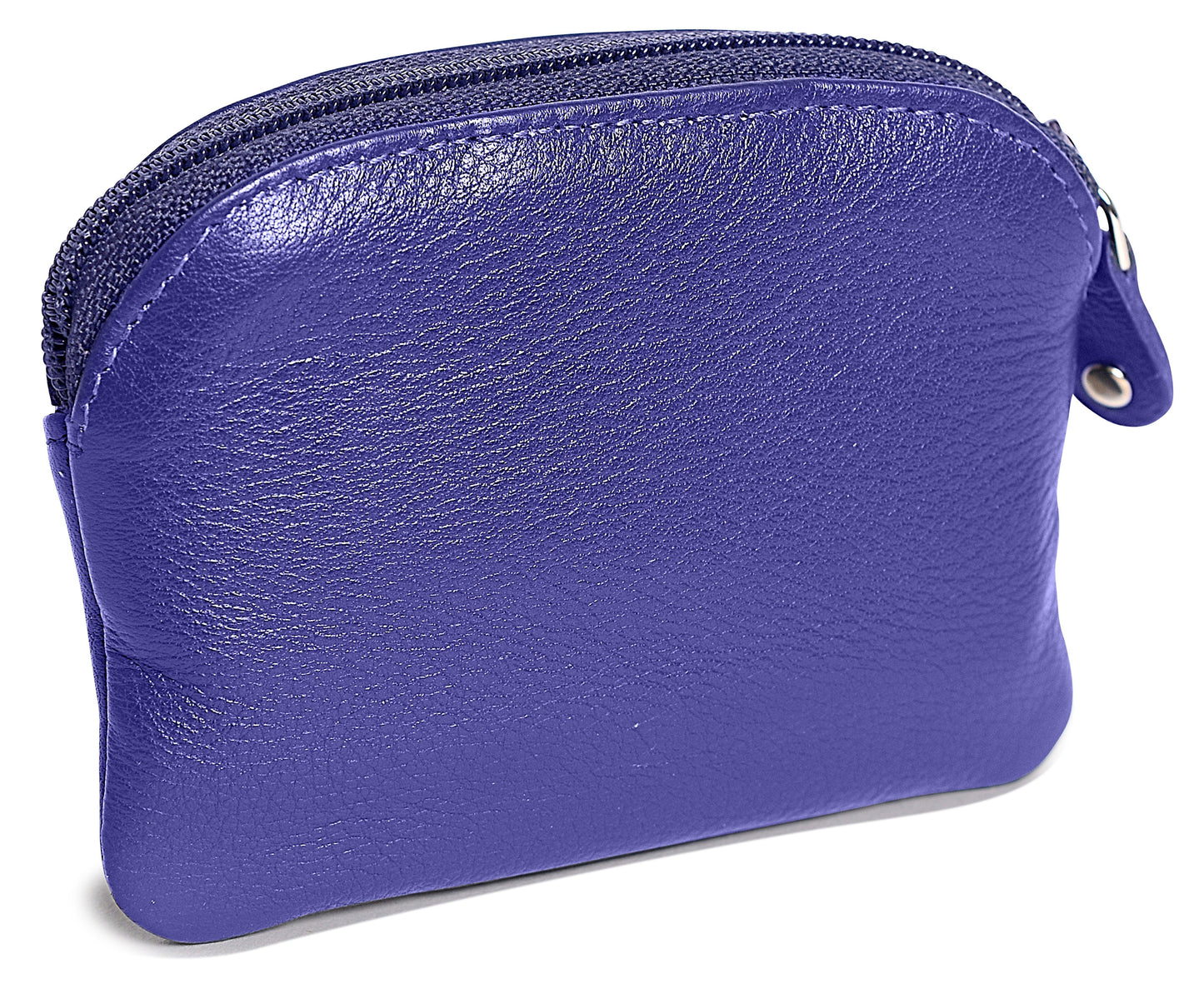 Compact Leather Zip-Top Coin Purse "Molly" – Handmade by Saddler | RFID Protected & Gift Boxed | With Front Pocket & Interior Key Ring