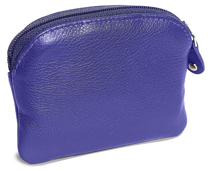 Compact Leather Zip-Top Coin Purse "Molly" – Handmade by Saddler | RFID Protected & Gift Boxed | With Front Pocket & Interior Key Ring