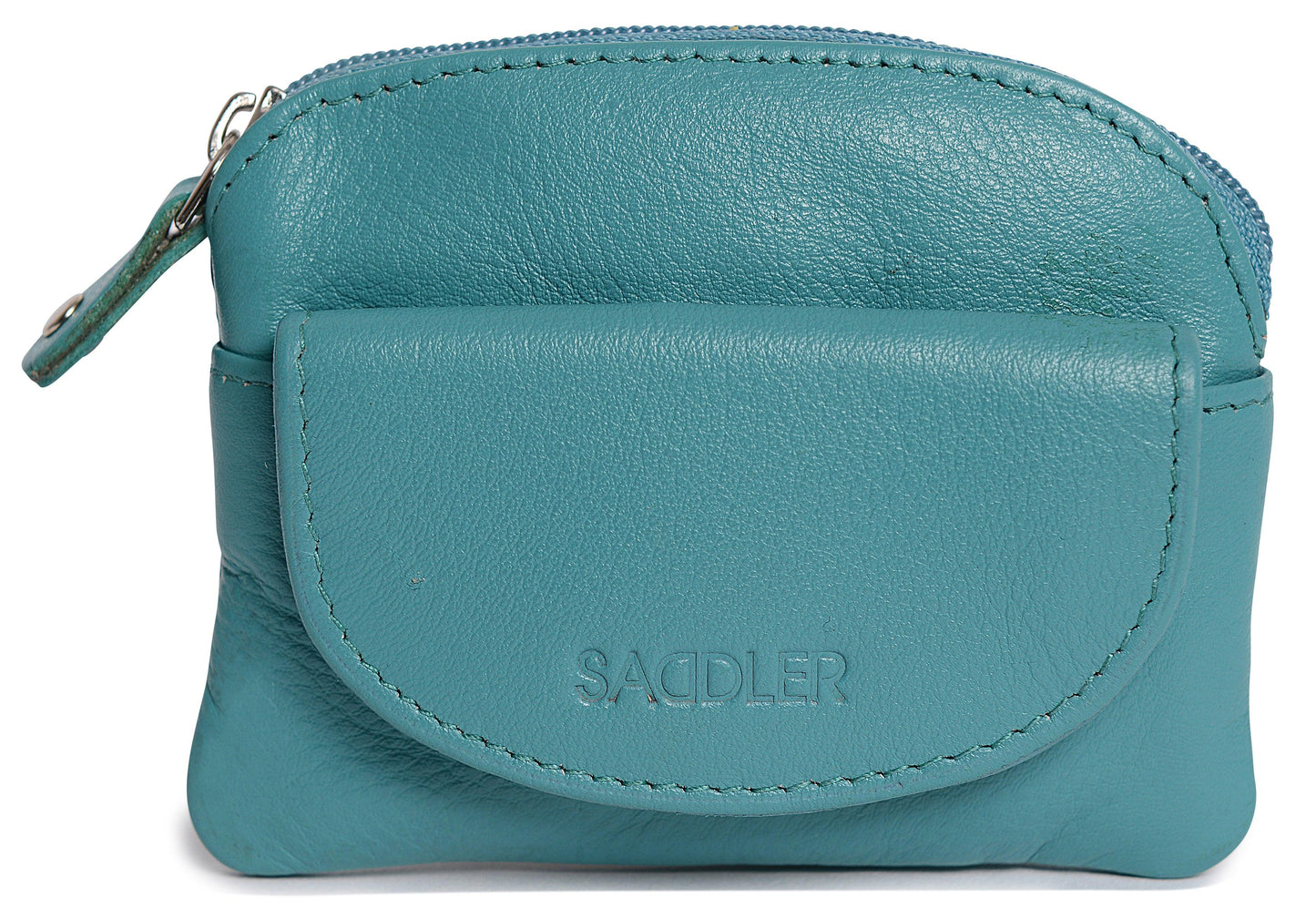 Compact Leather Zip-Top Coin Purse "Molly" – Handmade by Saddler | RFID Protected & Gift Boxed | With Front Pocket & Interior Key Ring