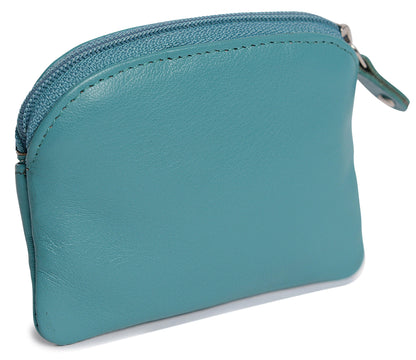 Compact Leather Zip-Top Coin Purse "Molly" – Handmade by Saddler | RFID Protected & Gift Boxed | With Front Pocket & Interior Key Ring