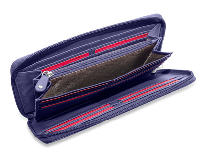 SADDLER SOPHIA Leather Zip Around Purse  - 15 Card slots, Mobile Phone Pocket,  Detachable Wrist Strap- RFID Protected