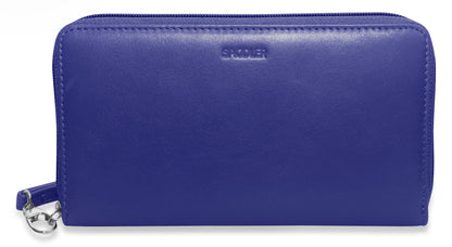 SADDLER SOPHIA Leather Zip Around Purse  - 15 Card slots, Mobile Phone Pocket,  Detachable Wrist Strap- RFID Protected