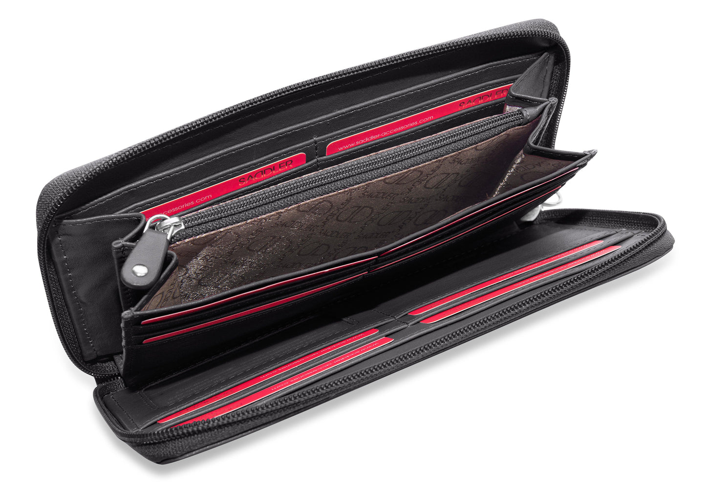 SADDLER SOPHIA Leather Zip Around Purse  - 15 Card slots, Mobile Phone Pocket,  Detachable Wrist Strap- RFID Protected