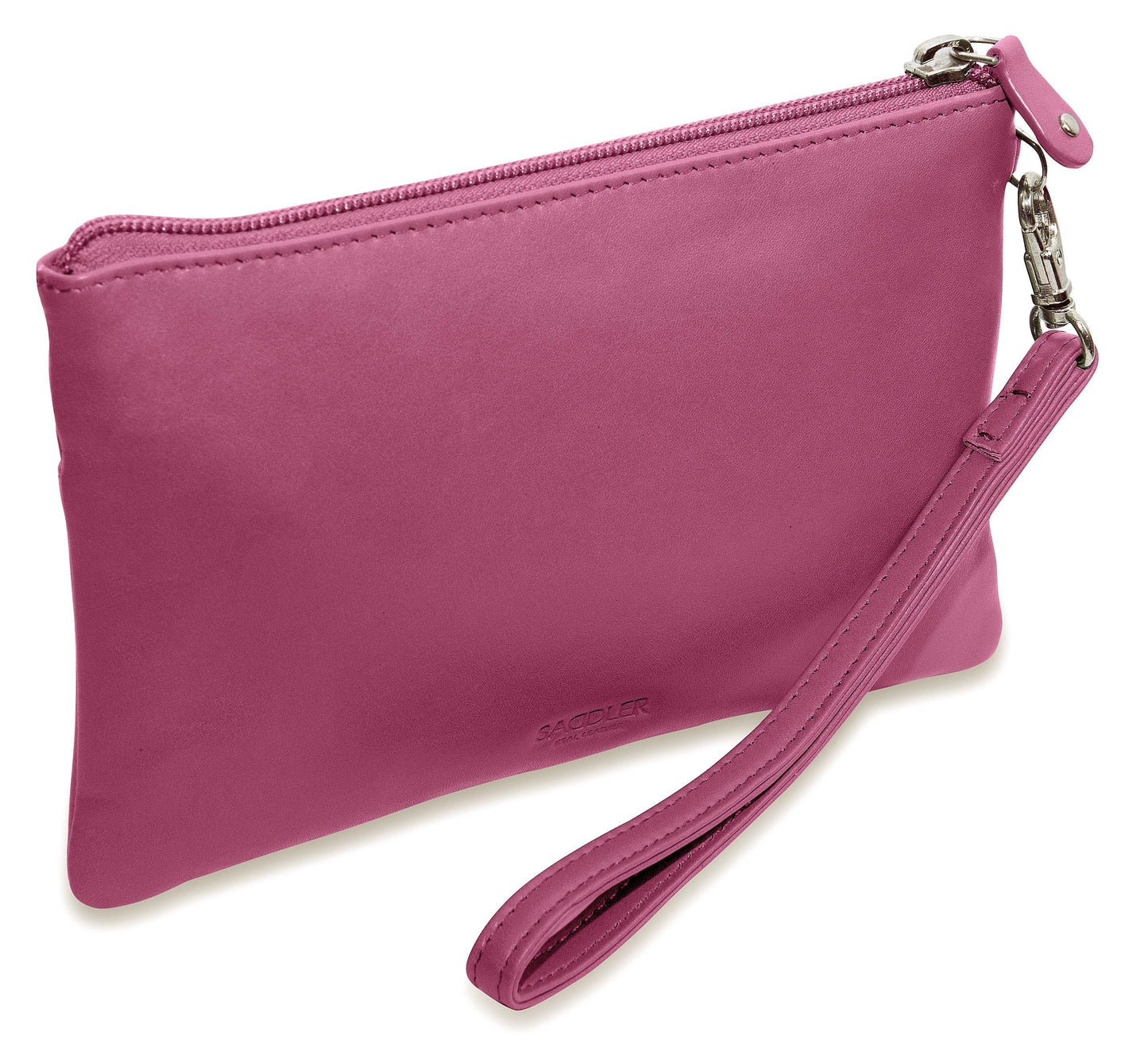 SADDLER SCARLETT Leather Zip Top Mini Clutch - Phone Holder with Detachable Wrist Strap - RFID Protected