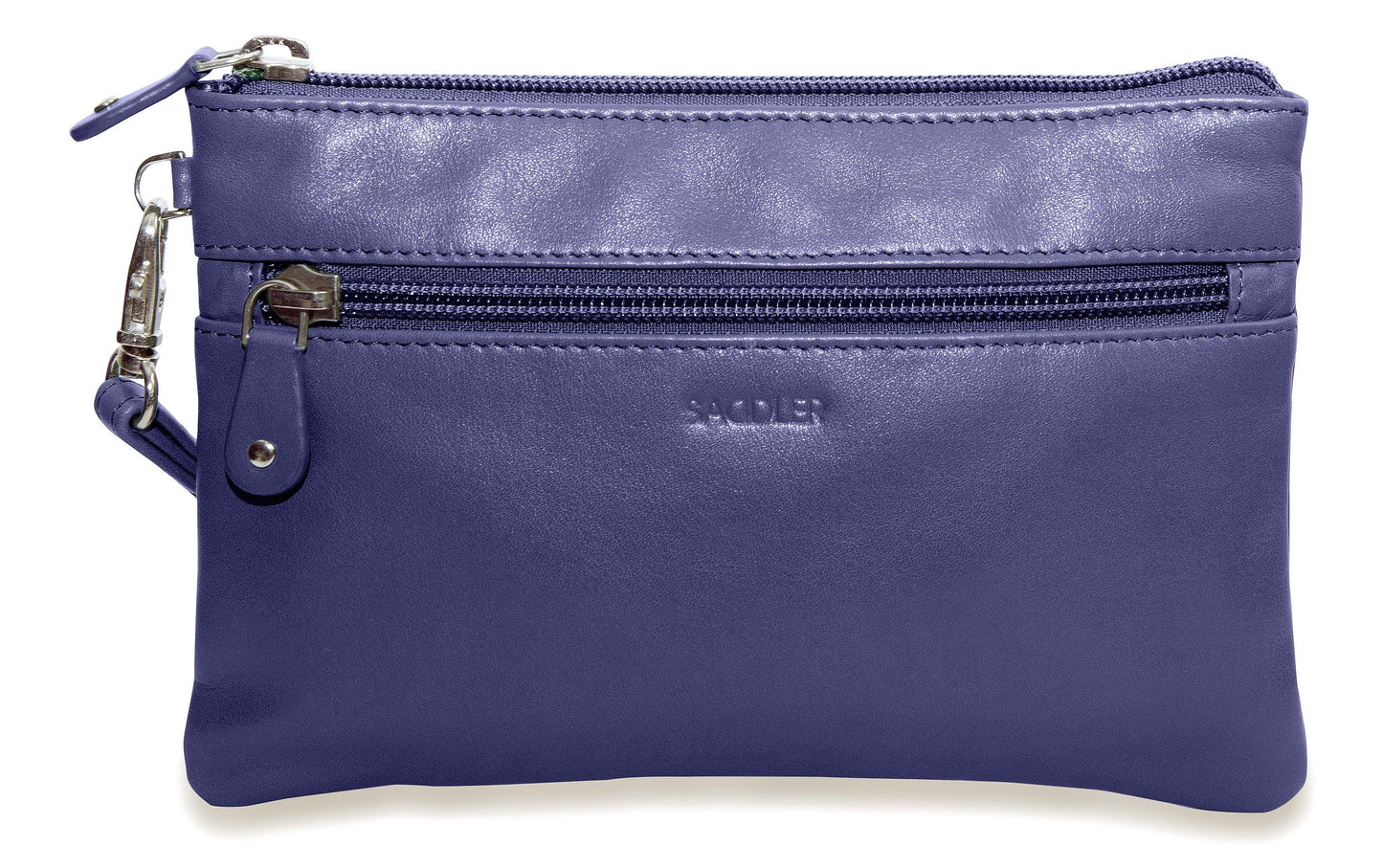 SADDLER SCARLETT Leather Zip Top Mini Clutch - Phone Holder with Detachable Wrist Strap - RFID Protected