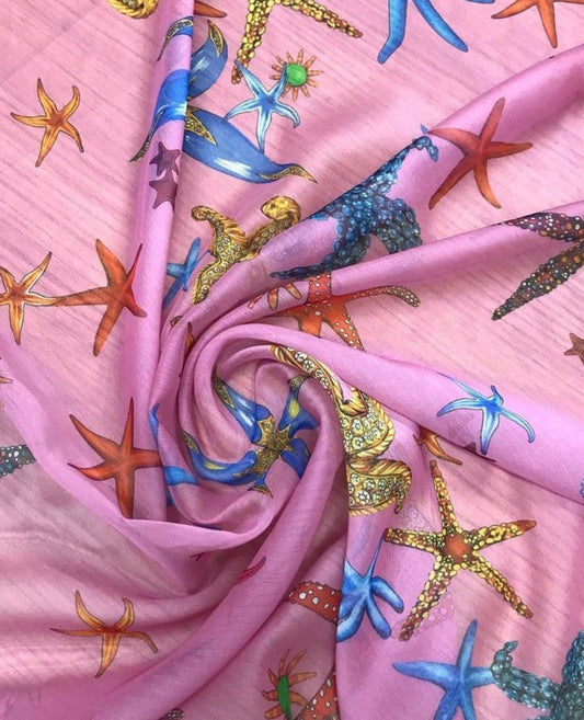 Sea Shell Pattern Sugar Chiffon Fabric