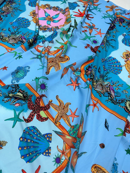 Baby Blue Oyster Sea Shell Fabric