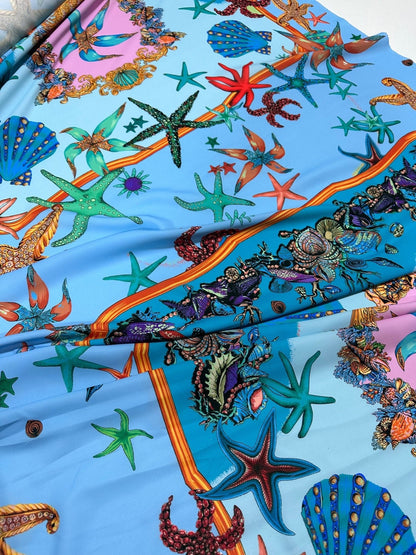 Baby Blue Oyster Sea Shell Fabric