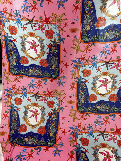 Coastal Sea Shell Fabric – Available in Satin, Crepe, Spandex & Chiffon | By Metre