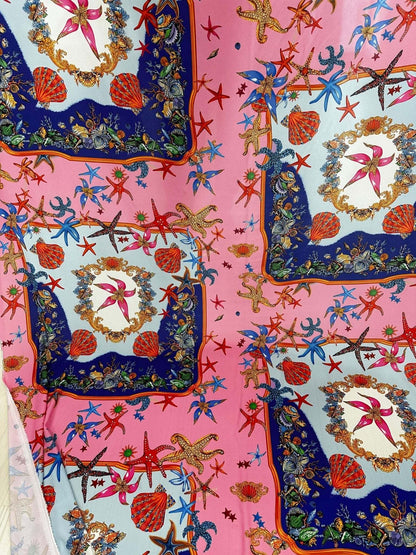 Coastal Sea Shell Fabric – Available in Satin, Crepe, Spandex & Chiffon | By Metre