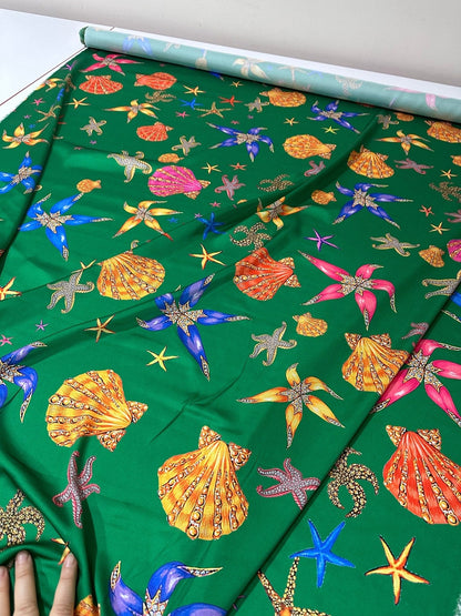 Sea Shell Pattern Green Fabric