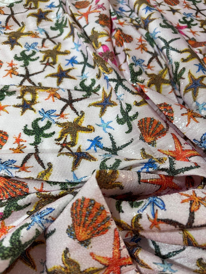 Sea Shell Pattern Sequin Fabric