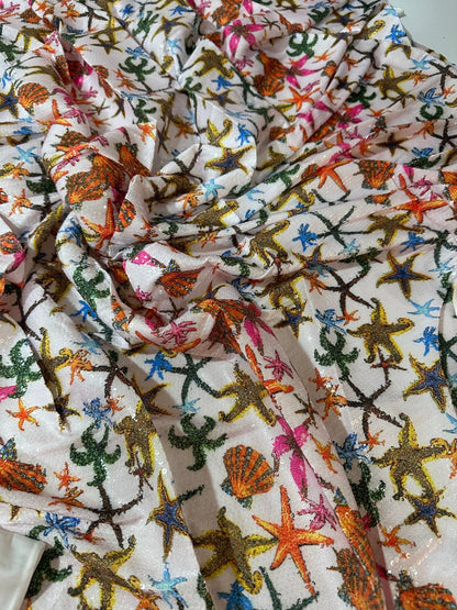 Sea Shell Pattern Sequin Fabric