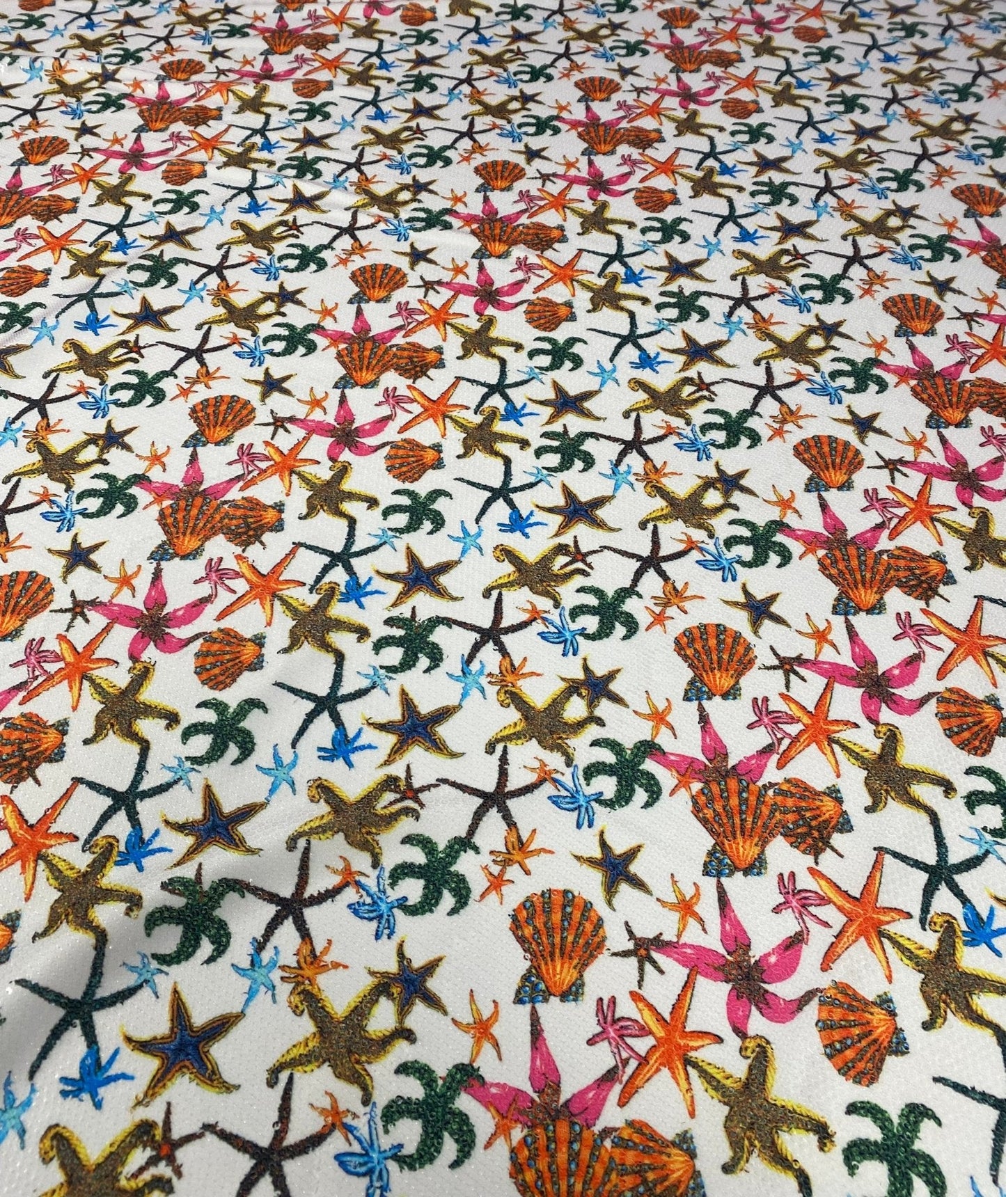 Sea Shell Pattern Sequin Fabric