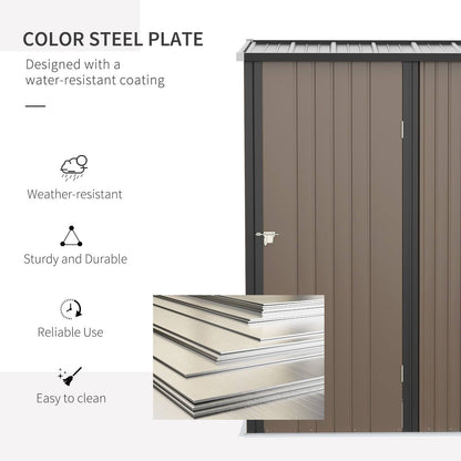 Galvanised 5.3 x 3.1' Single Door Pent Garden Store Steel Brown by Steadfast