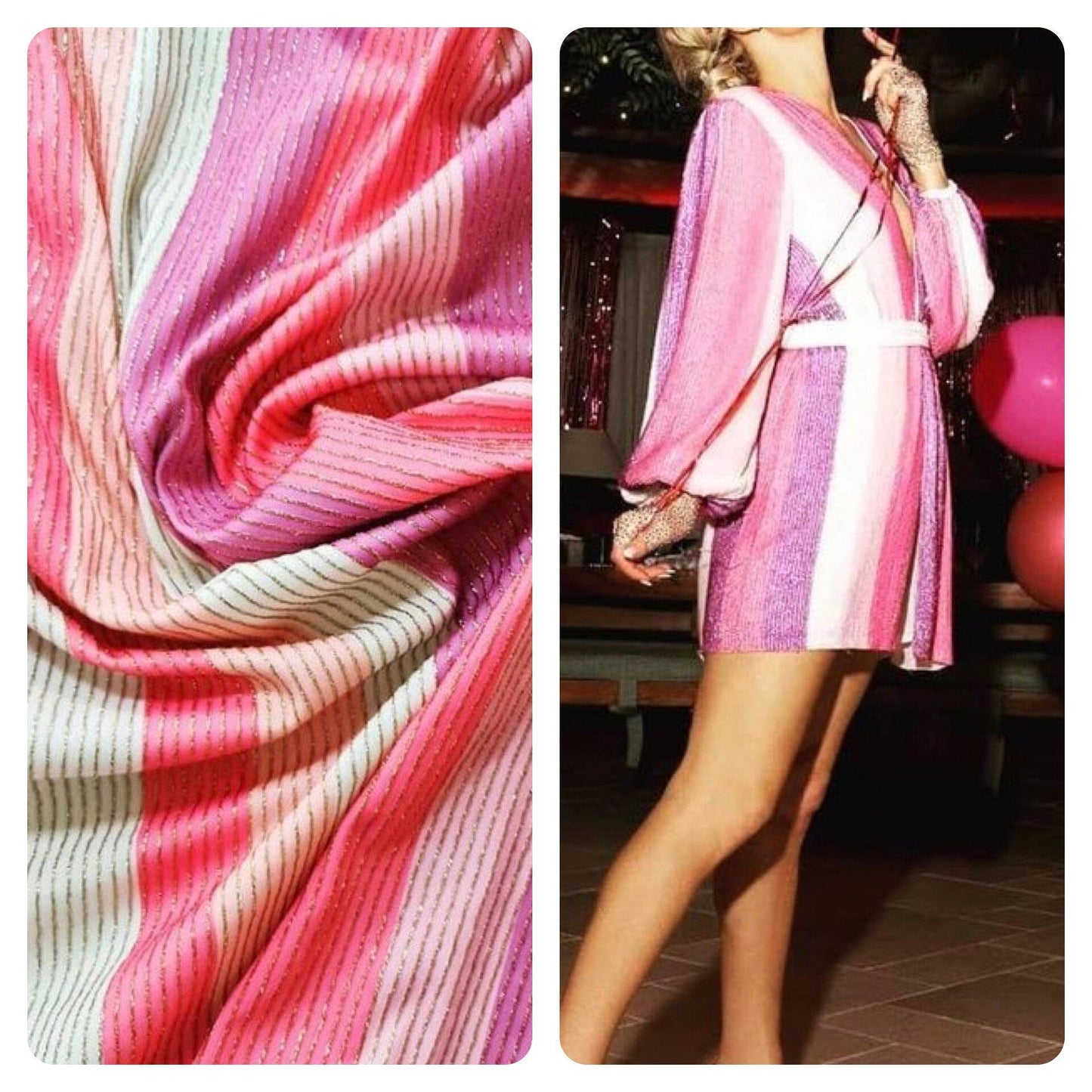 Striped Glitter Lurex Stretch Fabric