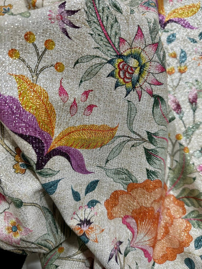 Vintage Floral Shimmer Lurex Fabric
