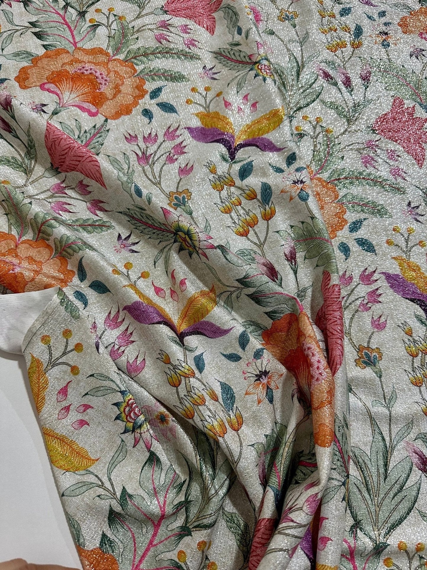 Vintage Floral Shimmer Lurex Fabric
