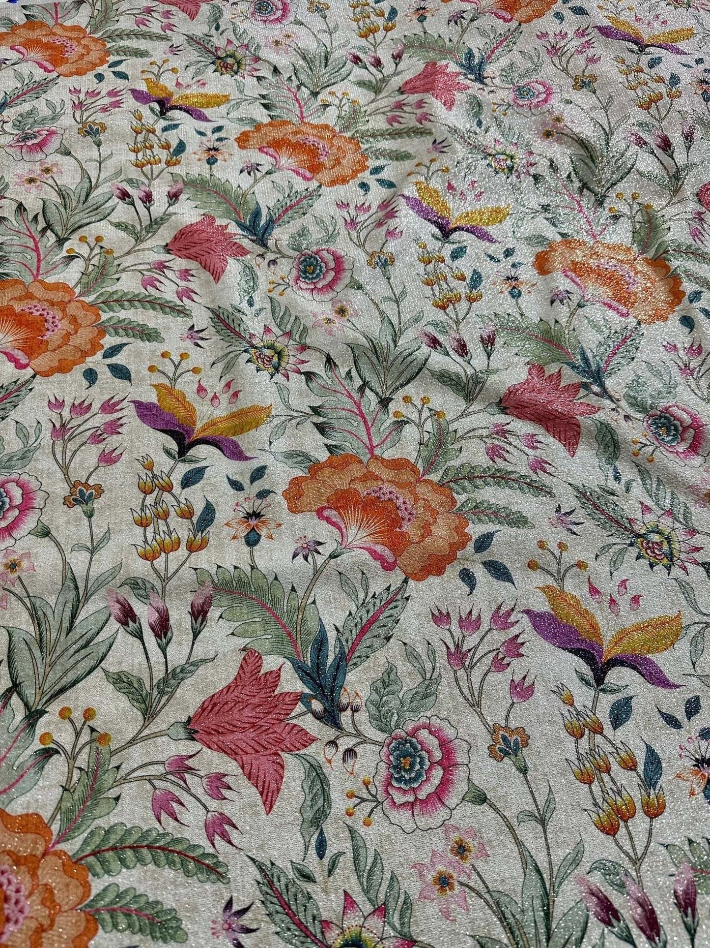 Vintage Floral Shimmer Lurex Fabric