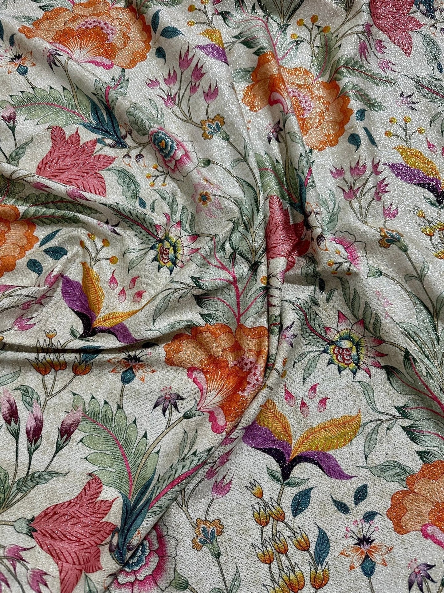 Vintage Floral Shimmer Lurex Fabric