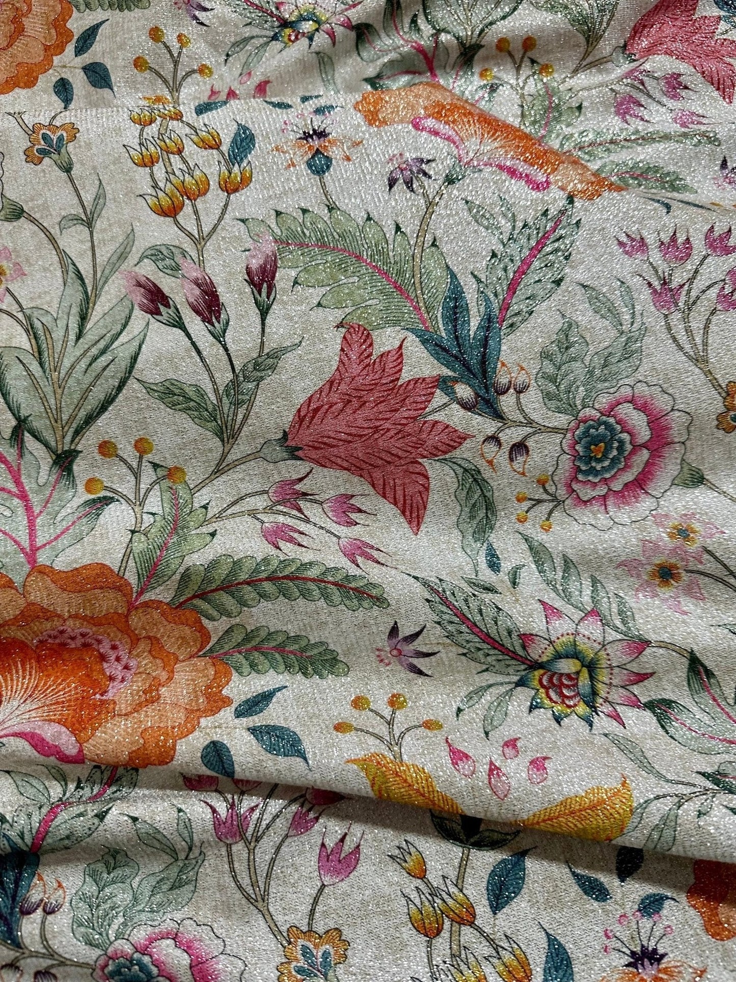 Vintage Floral Shimmer Lurex Fabric