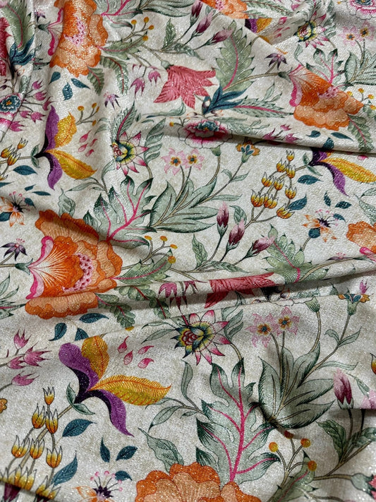Vintage Floral Shimmer Lurex Fabric