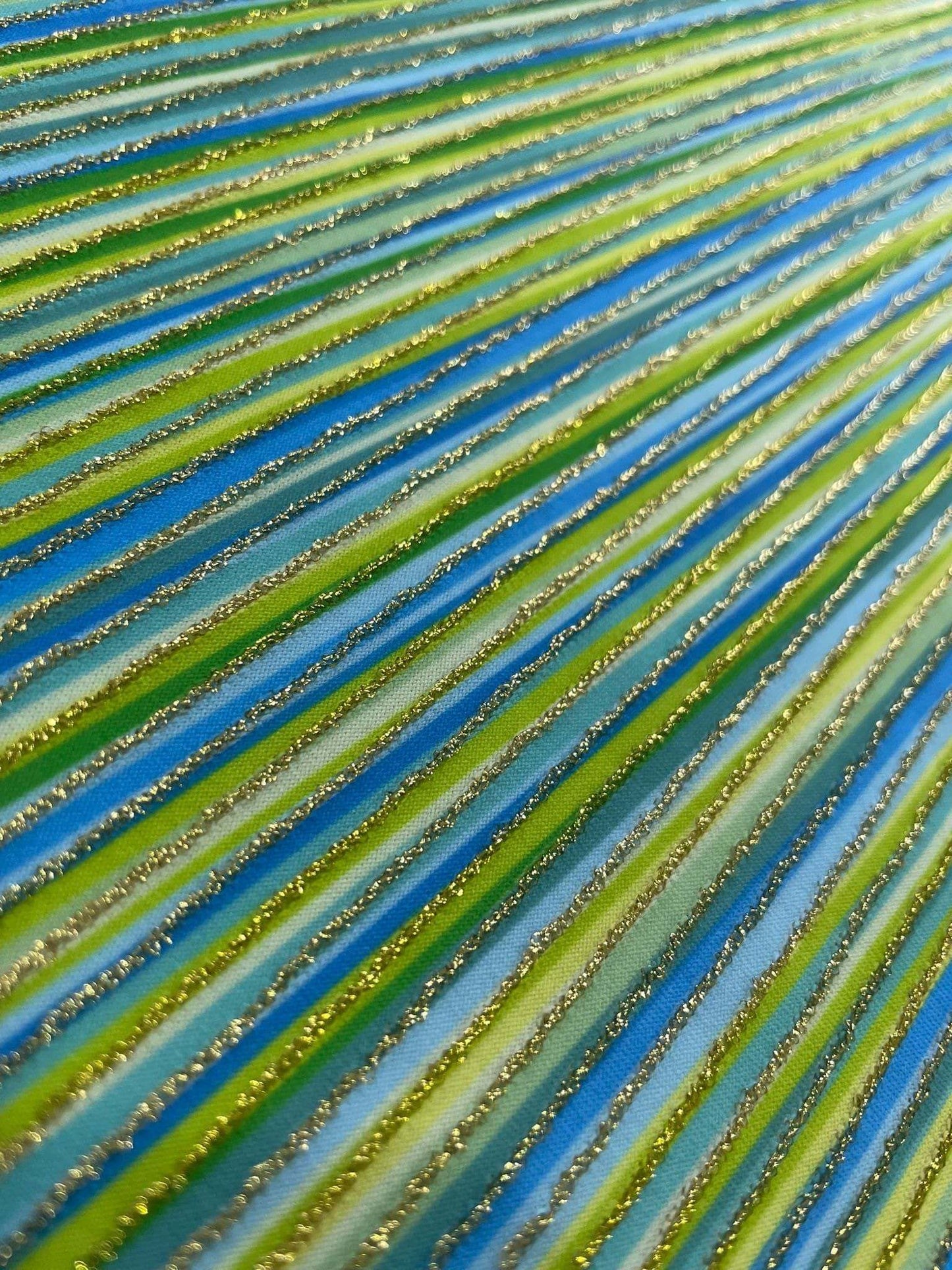 Blue Green Striped Shimmer Ottoman Fabric