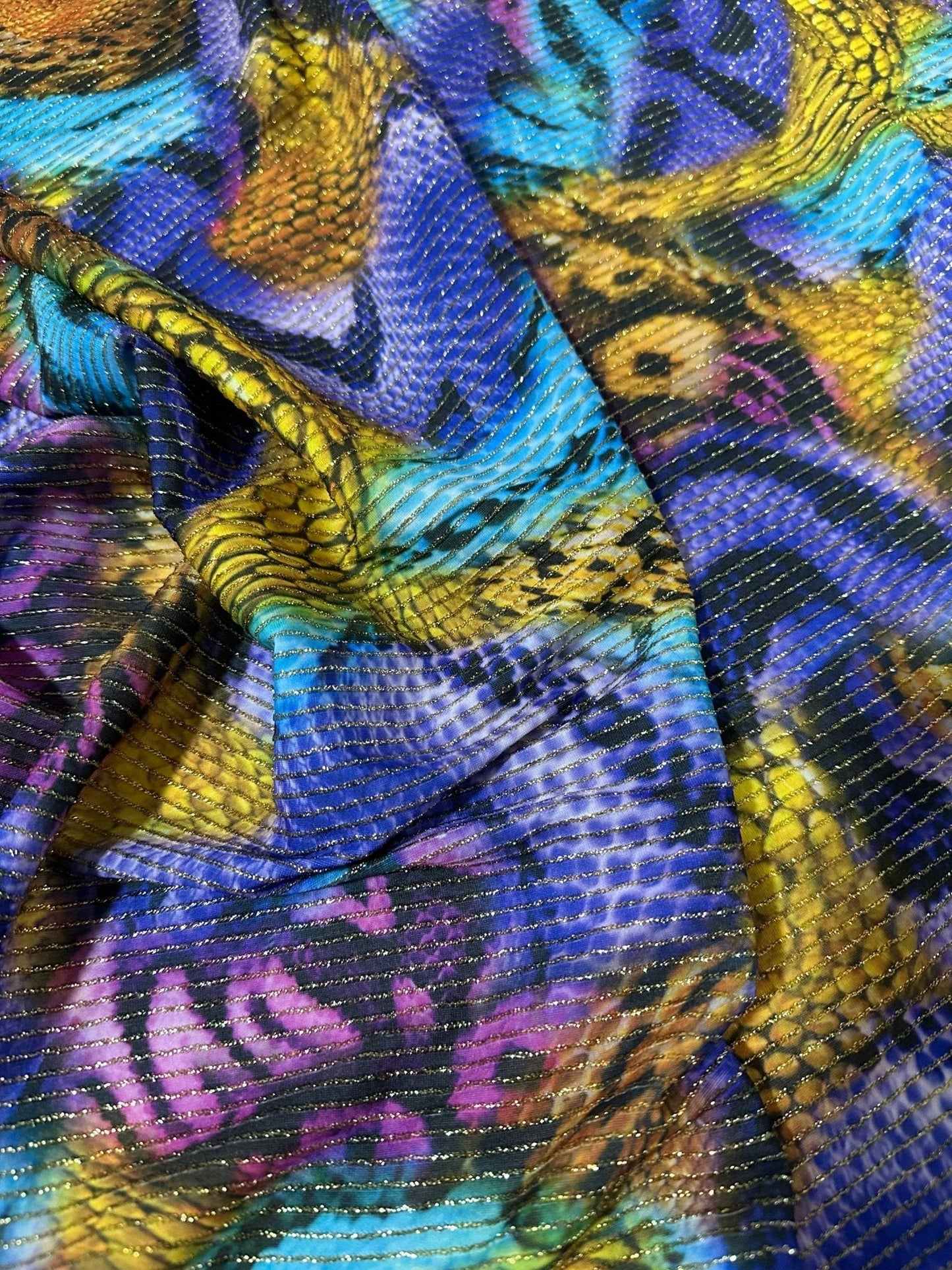 Stretch Shimmer Ottoman Fabric in Snake Skin Pattern