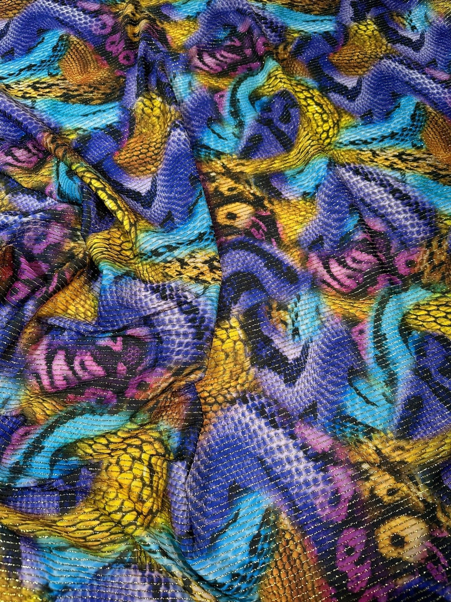 Stretch Shimmer Ottoman Fabric in Snake Skin Pattern