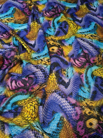 Stretch Shimmer Ottoman Fabric in Snake Skin Pattern