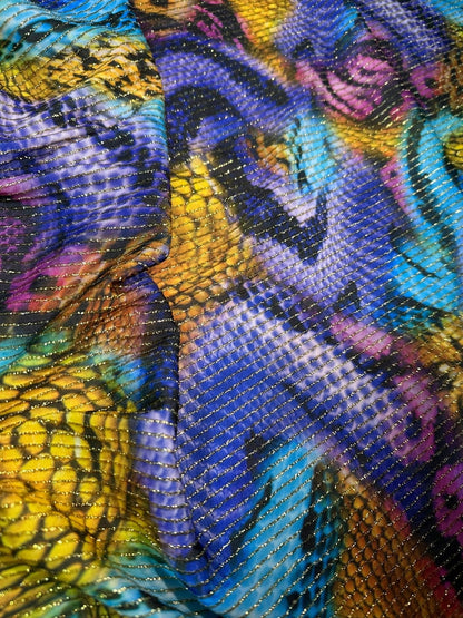 Stretch Shimmer Ottoman Fabric in Snake Skin Pattern
