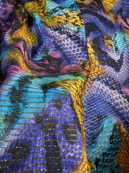 Stretch Shimmer Ottoman Fabric in Snake Skin Pattern