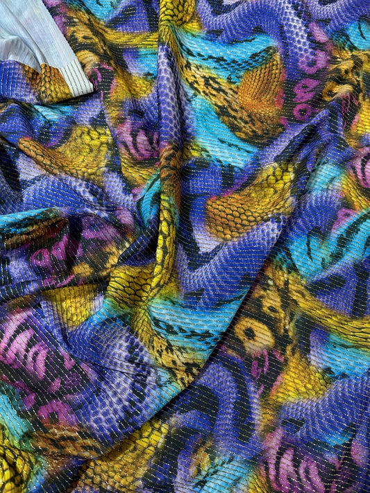 Stretch Shimmer Ottoman Fabric in Snake Skin Pattern