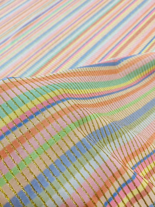 Soft Color Striped Shimmer Ottoman Fabric