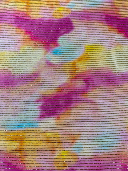 Shimmer Tie Dye Ottoman Fabric - Soft 4-Way Stretch for Stylish Decor