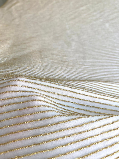 Shimmer Ottoman in Soft Gold Striped Stretch Fabric