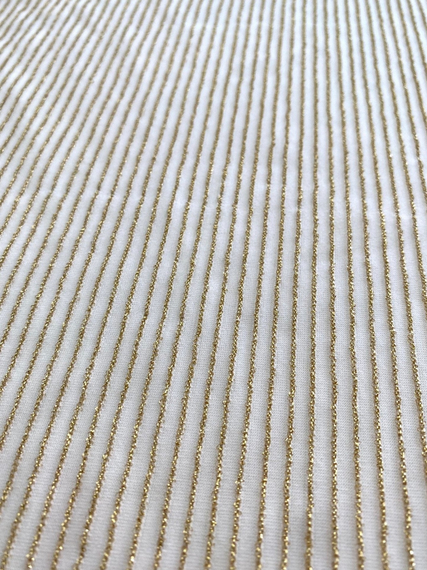 Shimmer Ottoman in Soft Gold Striped Stretch Fabric