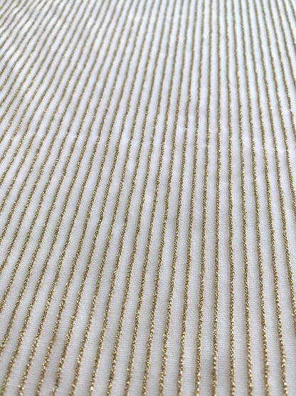 Shimmer Ottoman in Soft Gold Striped Stretch Fabric