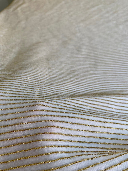 Shimmer Ottoman in Soft Gold Striped Stretch Fabric