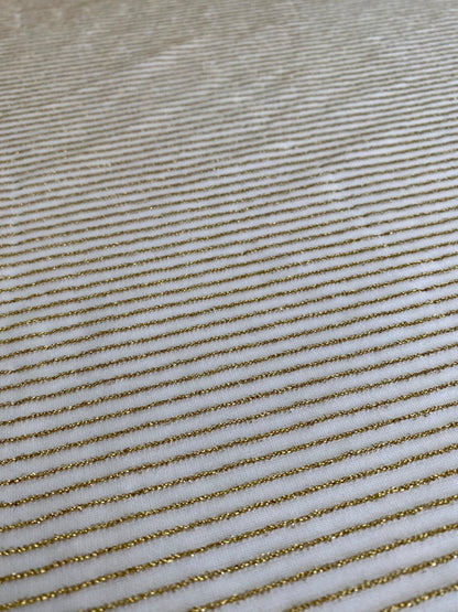 Shimmer Ottoman in Soft Gold Striped Stretch Fabric