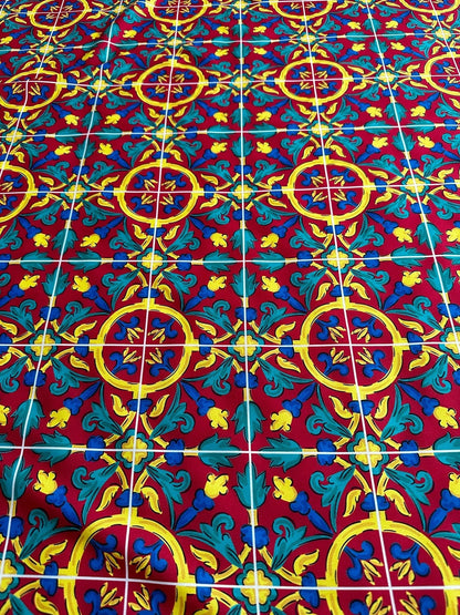 Sicilian Pattern Bordeaux Fabric